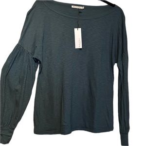 Michael Stars Boat Neck Balloon Sleeve Tee Juniper NWT